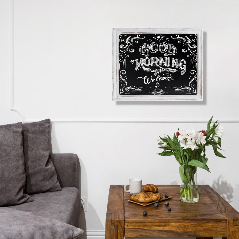 Emaison Rustic Magnetic Chalkboard Signs 16 x 20 inch Wood Framed Wall Hanging Display Board for Wedding, Bar, Kitchen, White - Image 4